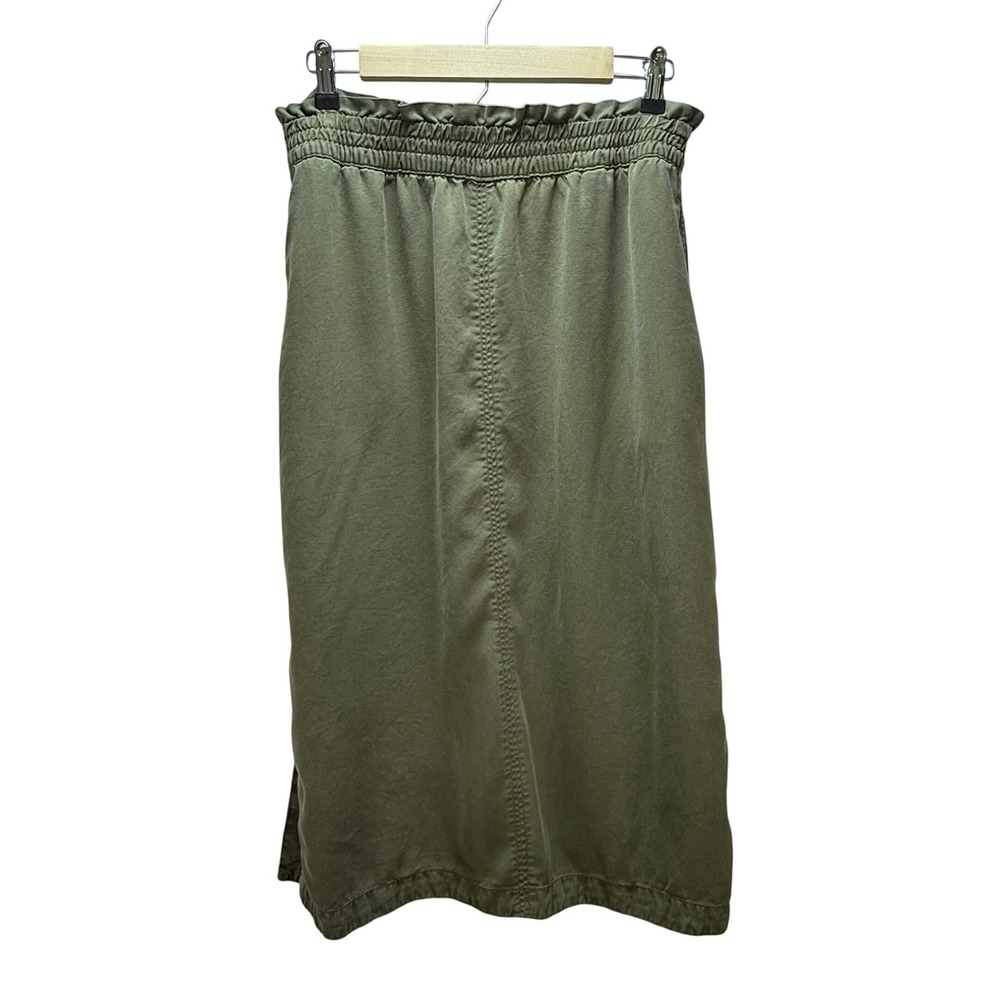 tentree Midi Skirt M Olive Green‎ Tencel Paperbag Waist Pockets Gorpcore Lagen